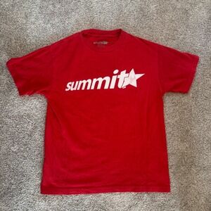Y2K Summit Graphic T-Shirt Red White Star Logo Made in USA Mens Size Medium